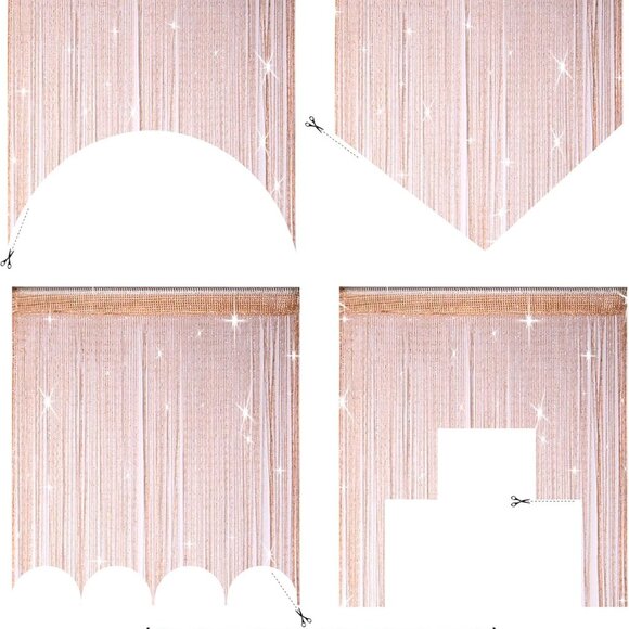 2 Pack of 39x79 Inch Beaded String Curtains - Elegant Champagne Room Dividers - Picture 6 of 7